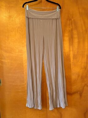 LAPIS Light Taupe Wide-Leg Fold-Over Waist Pants XL